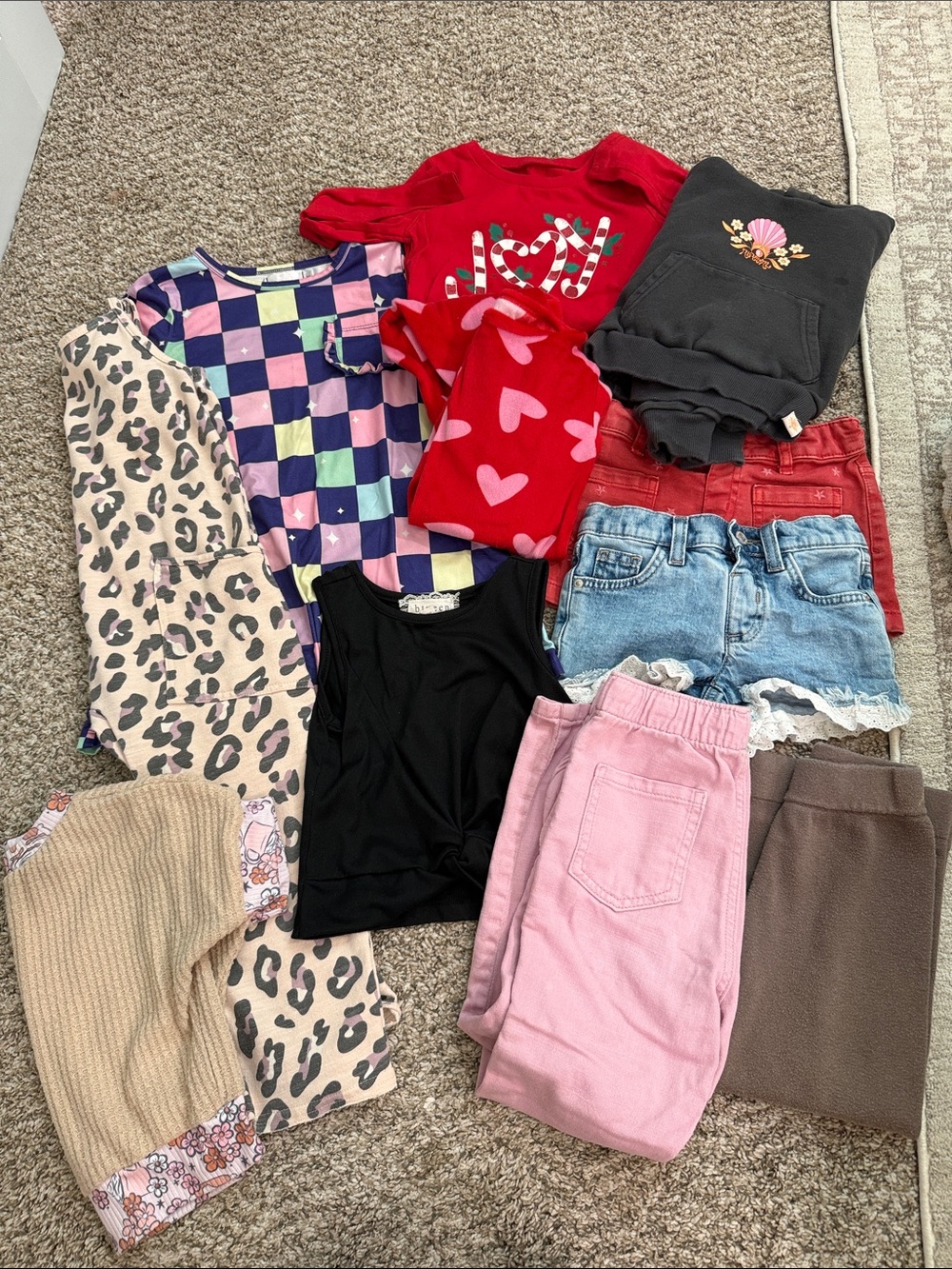 Girls 4t Mixed Clothing Bundle - Red, Pink, Denim, Leopard